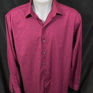 J. Ferrar Button Up Dress Shirt Men's 17-17.5 Long Sleeve Alizarin Crimson XL